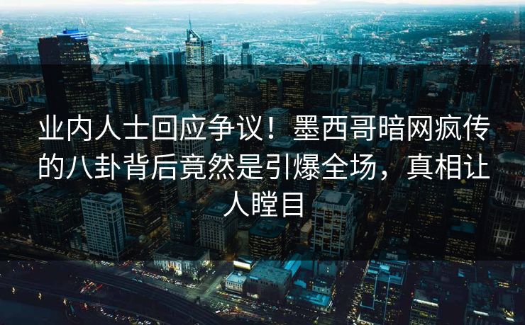 业内人士回应争议！墨西哥暗网疯传的八卦背后竟然是引爆全场，真相让人瞠目