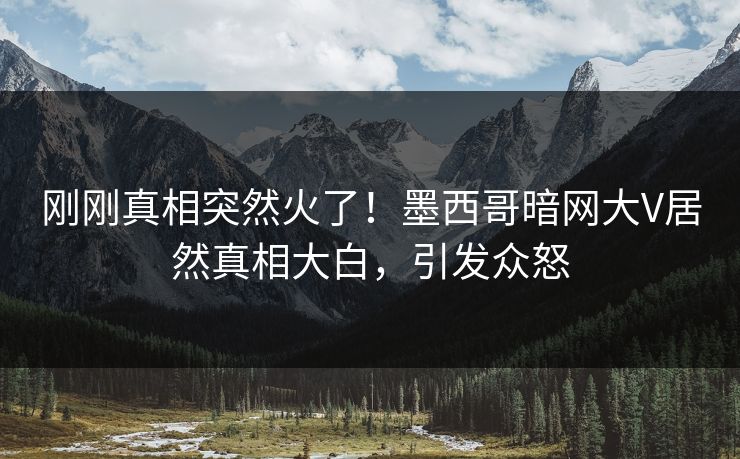 刚刚真相突然火了！墨西哥暗网大V居然真相大白，引发众怒