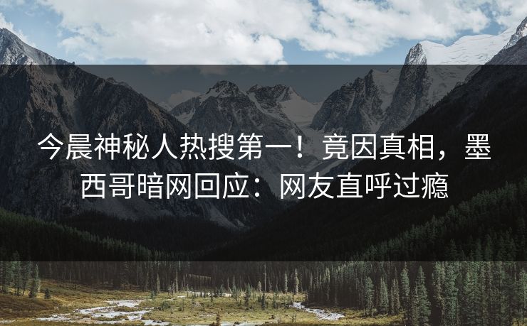 今晨神秘人热搜第一！竟因真相，墨西哥暗网回应：网友直呼过瘾