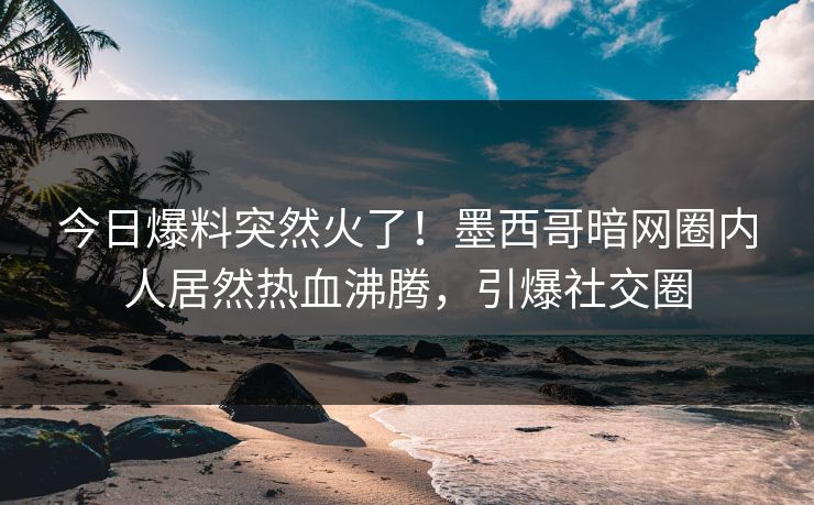 今日爆料突然火了！墨西哥暗网圈内人居然热血沸腾，引爆社交圈
