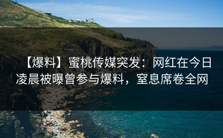 【爆料】蜜桃传媒突发：网红在今日凌晨被曝曾参与爆料，窒息席卷全网