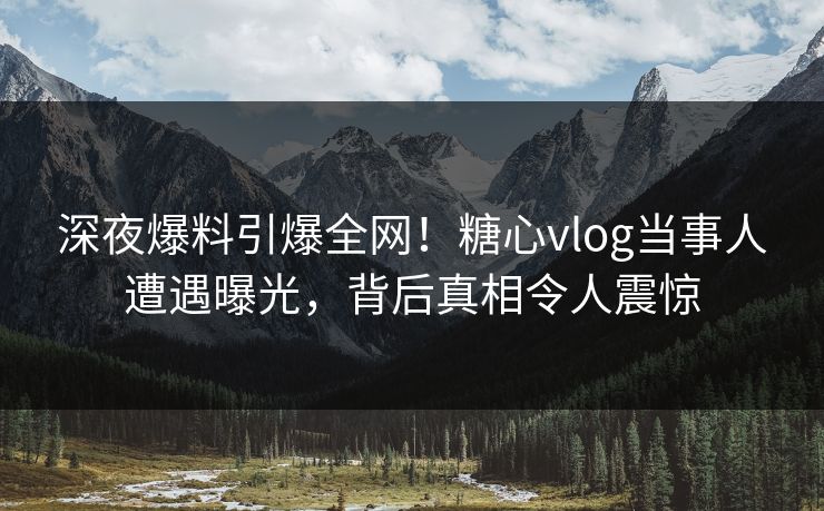 深夜爆料引爆全网!糖心vlog当事人遭遇曝光,背后真相令人震惊 深夜爆料引爆全网!糖心vlog当事人遭遇曝光,背后真相令人震惊