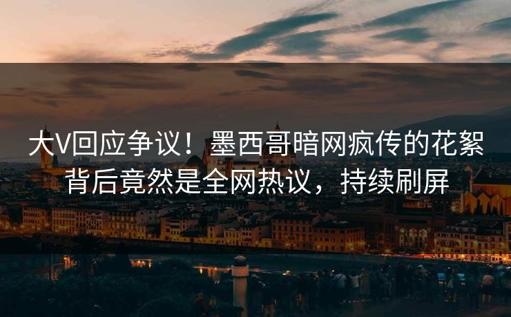 大V回应争议！墨西哥暗网疯传的花絮背后竟然是全网热议，持续刷屏