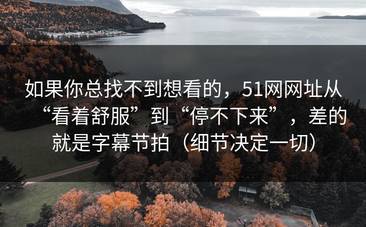 如果你总找不到想看的，51网网址从“看着舒服”到“停不下来”，差的就是字幕节拍（细节决定一切）